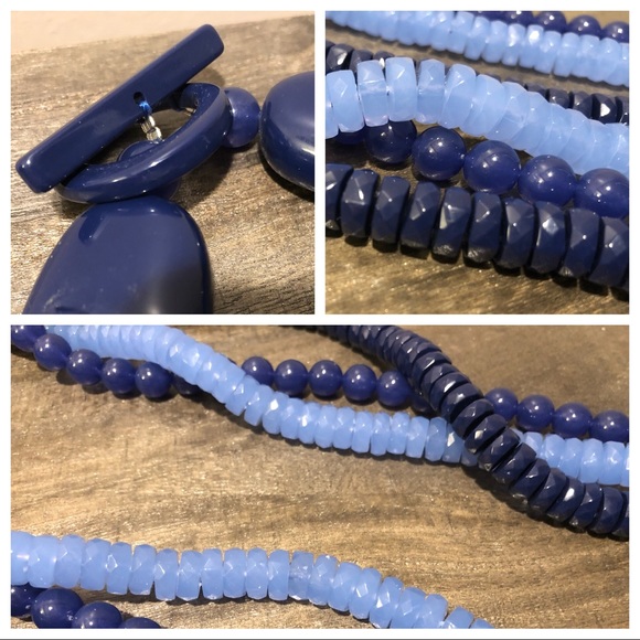 Blue tie-strand statement necklace - Picture 2 of 5